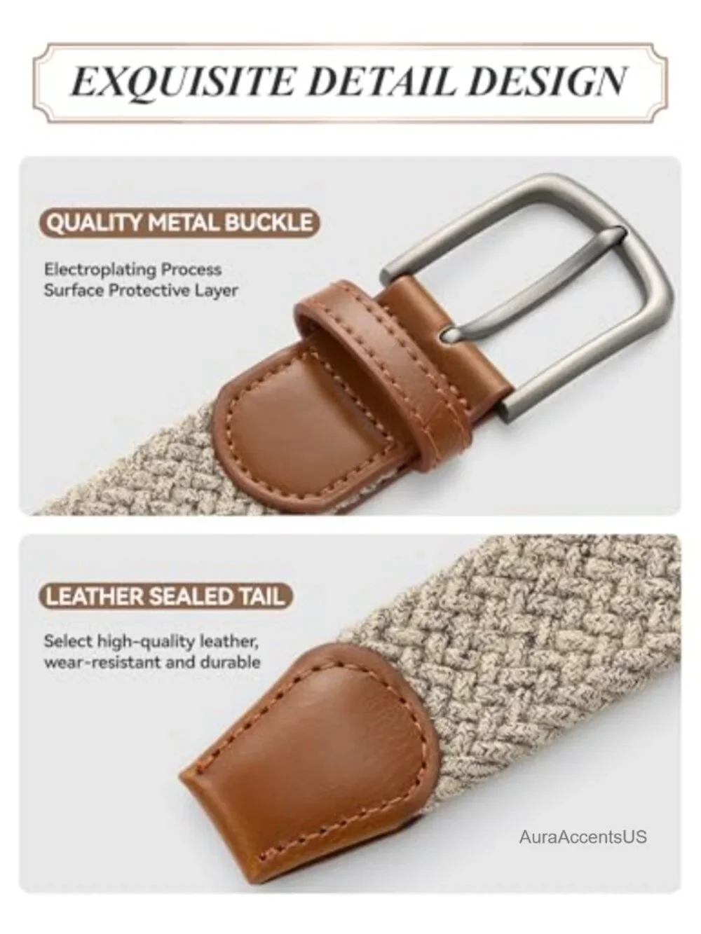 Men's Elastic Stretch Braided Belt Golf Casual Belts No Hole
